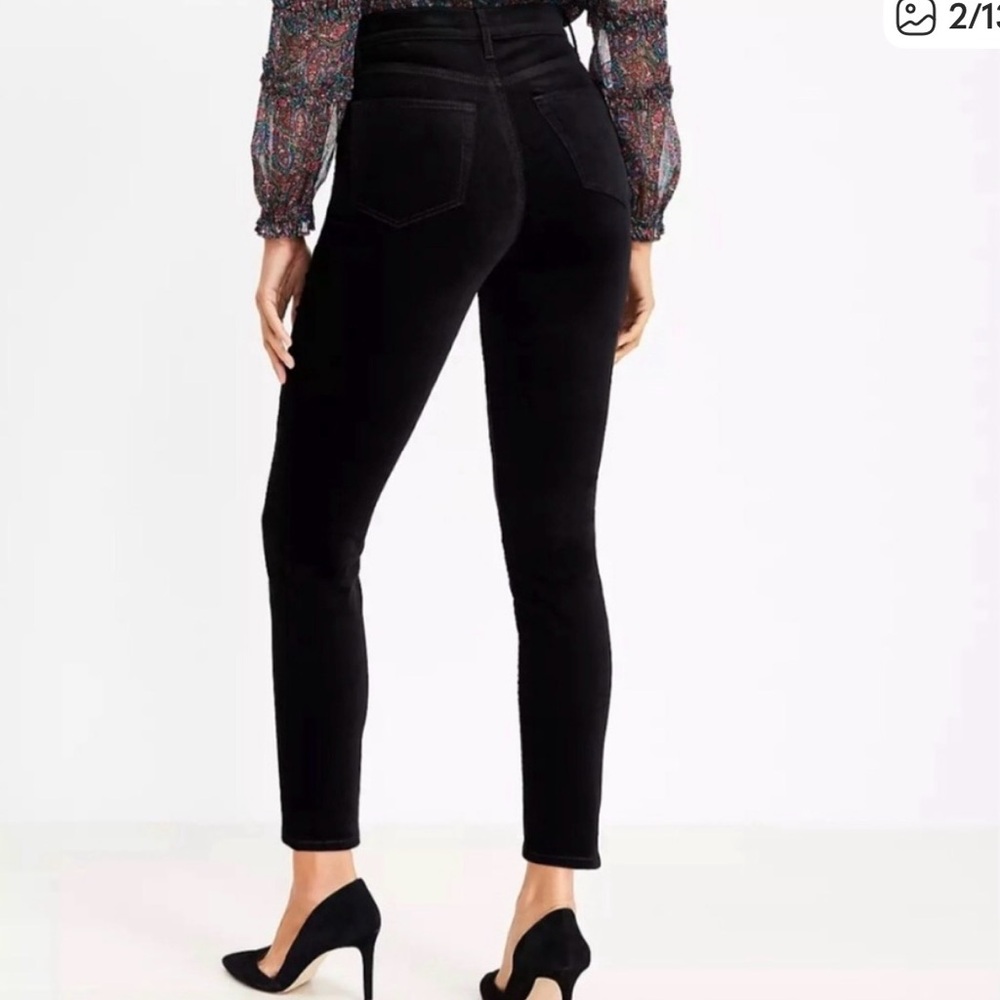 LOFT Black Velvet Slim Fit Pants - Picture 9 of 16